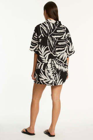 Sea Level Jungle Book Aloha Cotton Short Sleeve Shirt Black