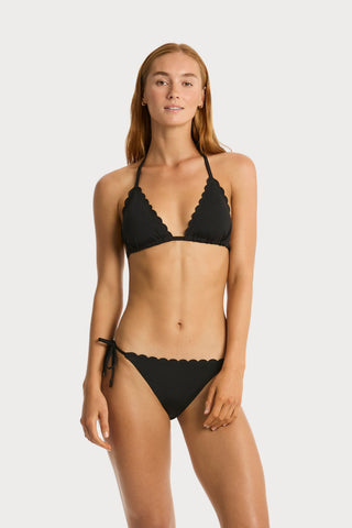 Scalloped Triangle Bikini Top Black, Size XS (UK 8)