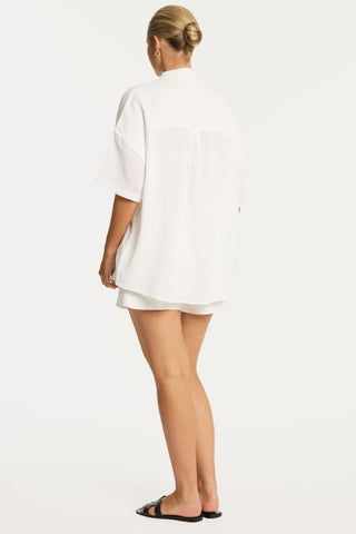 Sunset Aloha Cotton White Short Sleeve Shirt