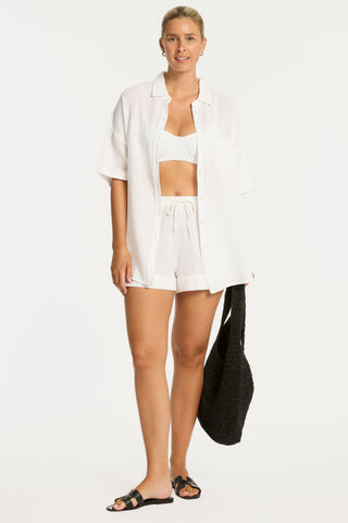 Sunset Cotton White Beach Shorts