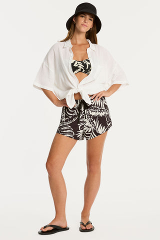 Sunset Cotton White Cover Up Shirt