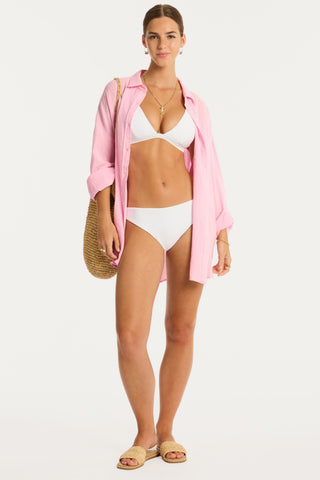 Sunset Cotton Pink Cover Up Shirt