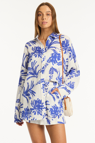 Sea Level Tradewind Cover Up Shirt Cobalt