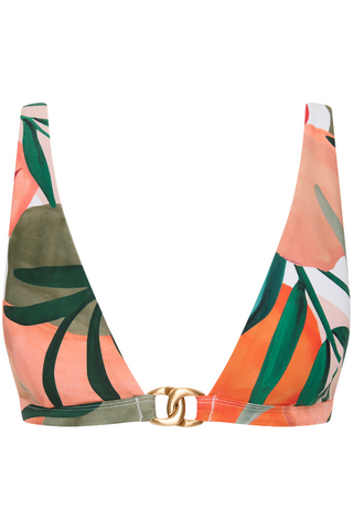 Sea Level Tropaluxe Chain Triangle Bikini Top Khaki