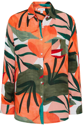 Sea Level Tropaluxe Cotton Beach Shirt Khaki