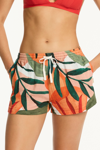 Sea Level Tropaluxe Cotton Beach Shorts Khaki