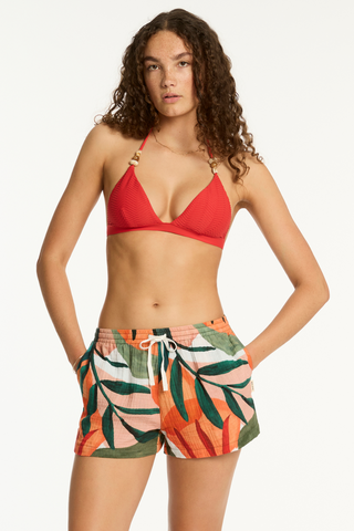 Sea Level Tropaluxe Cotton Beach Shorts Khaki