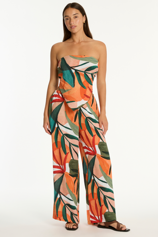 Sea Level Tropaluxe Cotton Scarf Crop Top Khaki