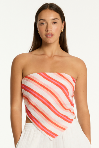 Sea Level West Coast Scarf Crop Beach Top Coral
