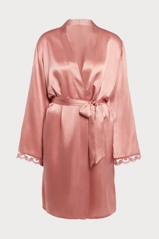 Love Me Pink Silk & Embroidery Kimono, Size L-XL