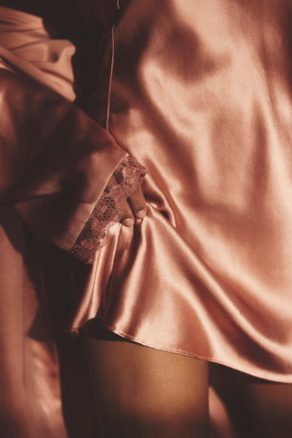 Womens Pink Silk Nightie with Embroidery Neckline - Simone Pérèle Love Me 