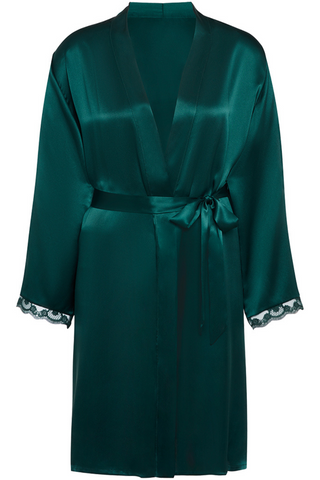 Simone Pérèle Love Me Emerald Silk & Embrodiery Kimono