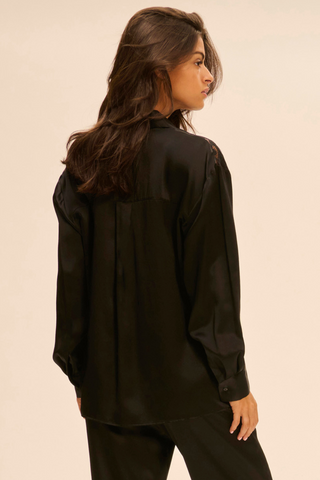 Simone Pérèle Love Me Black Silk & Embrodiery Pyjama Shirt