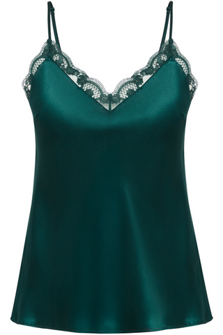 Simone Pérèle Love Me Emerald Silk & Embrodiery Pyjama Top