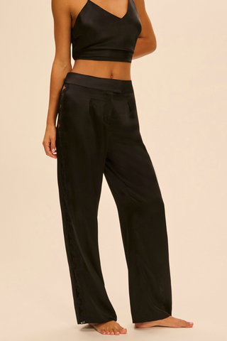 Simone Pérèle Love Me Black Silk & Embroidery Trousers