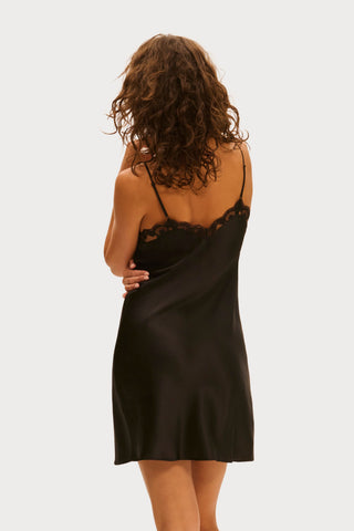 Simone Pérèle Love Me Black Silk & Embroidery Nightdress