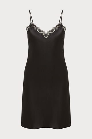 Love Me Black Silk & Embroidery Nightie