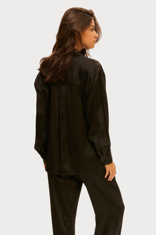 Simone Pérèle Love Me Black Silk & Embroidery Pyjama Shirt