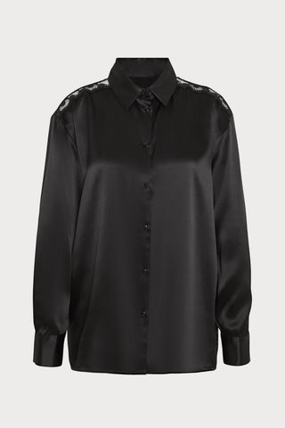 Love Me Black Silk & Embroidery Shirt
