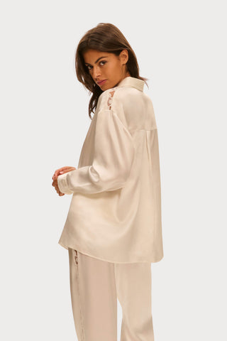 Simone Pérèle Love Me Natural Silk & Embroidery Pyjama Shirt