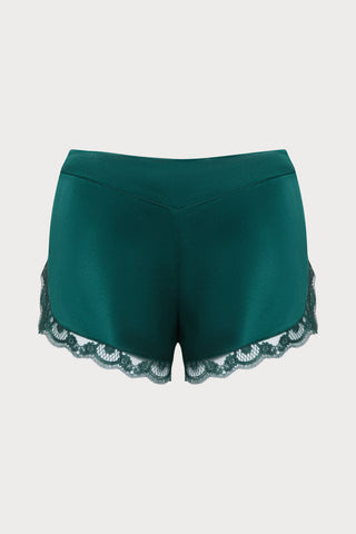 Love Me Emerald Silk & Embroidery Shorts