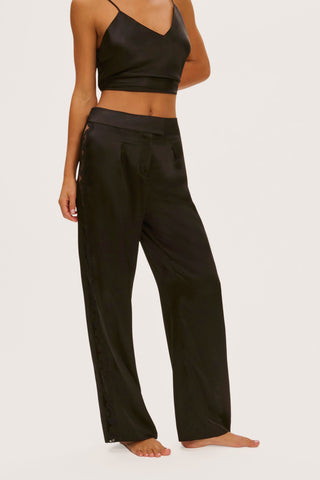 Simone Pérèle Love Me Black Silk & Embroidery Trousers