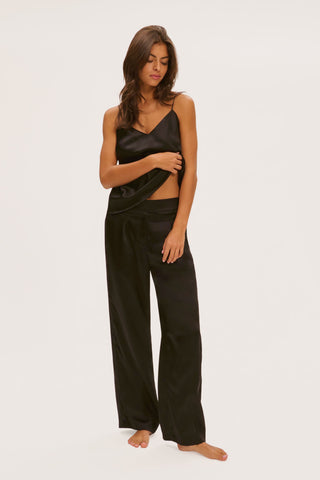 Simone Pérèle Love Me Black Silk & Embroidery Trousers