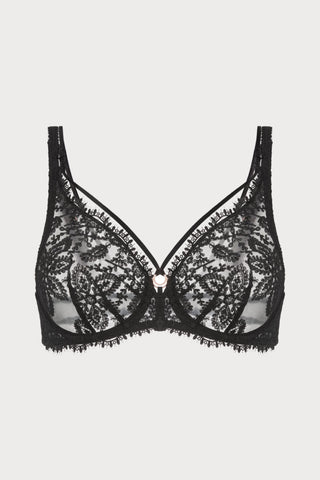 Précieuse Black Embroidery Plunge Bra