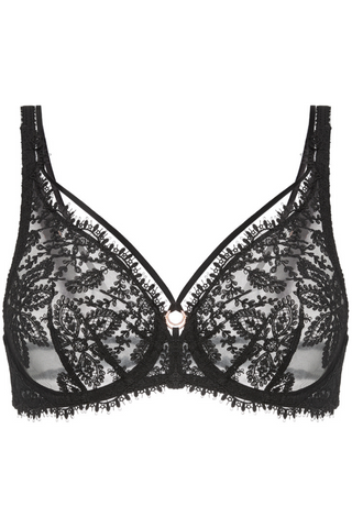 Simone Pérèle Précieuse Black Embroidery Plunge Bra - French Lingerie