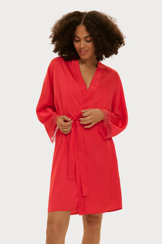 Simone Pérèle Satin Secrets Flamingo Mid-Length Kimono - Naughty Knickers