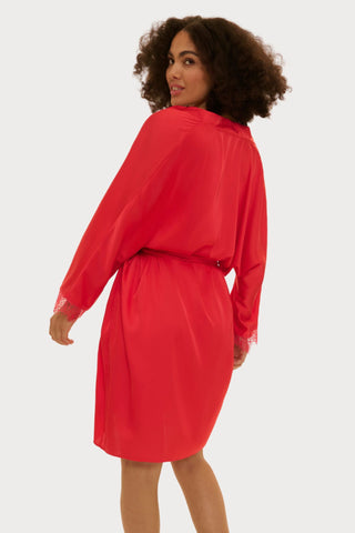Simone Pérèle Satin Secrets Flamingo Mid-Length Kimono - Naughty Knickers