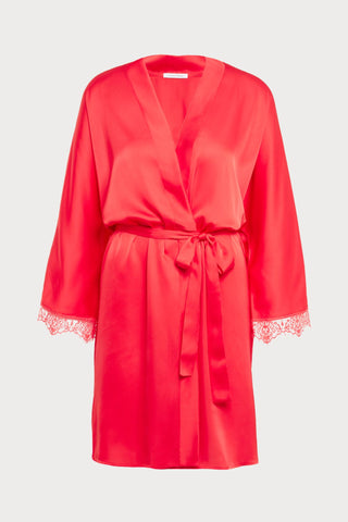 Simone Pérèle Satin Secrets Flamingo Mid-Length Kimono - Naughty Knickers