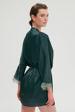 Simone Pérèle Satin Secrets Short Kimono Kolsai Green