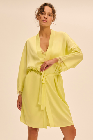 Simone Pérèle Satin Secrets Yellow Kimono - Luxury Nightwear
