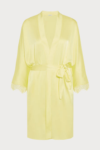 Satin Secrets Yellow Mid-Length Kimono