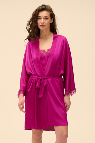 Simone Pérèle Satin Secrets Pink Kimono - Luxury Nightwear