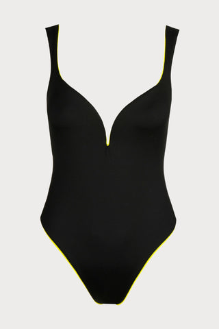 Sarda Tomorrowland x Sarda Greta Plunge Swimsuit in Black - Naughty Knickers