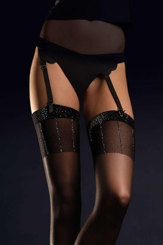 FiORE Sensual Hynose Patterned Stockings Black & Gold 20 Denier