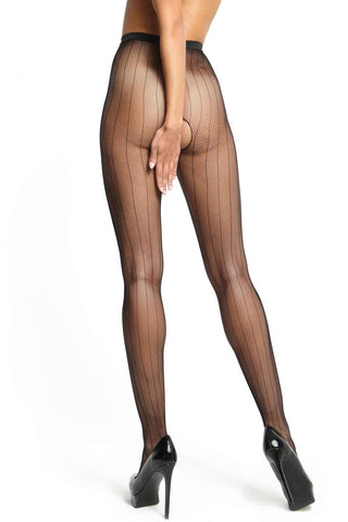 missO Open Crotch Seamed Fishnet Tights 20 Denier, (NR)-P615-L/XL, (NR)-P615-S/M