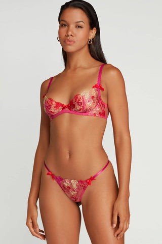 Agent Provocateur Zuri Plunge Underwired Bra Fuchsia/Red/Gold