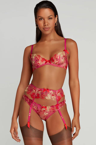 Agent Provocateur Zuri Plunge Underwired Bra Fuchsia/Red/Gold