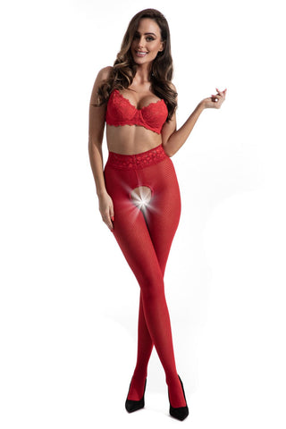 Amour Nymph Red Open Crotch Tights 30 Denier