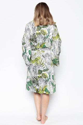 Cyberjammies Tamsin Leopard Palm Leaf Print Short Dressing Gown