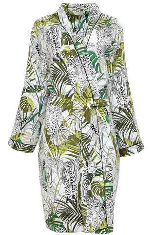 Cyberjammies Tamsin Leopard Palm Leaf Print Short Dressing Gown