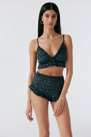 Else Botanist Silk Cropped Ruffled Bralette