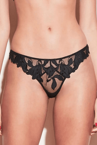 Fleur Du Mal Lily Thong in Black