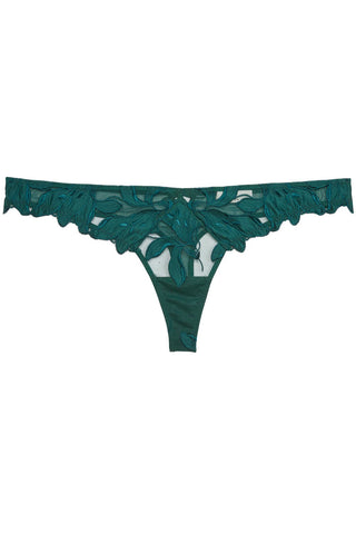 Fleur Du Mal Lily Thong in Evergreen