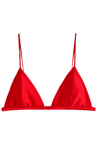 Fleur Du Mal Luxe Silk Satin Triangle Bra in Rouge