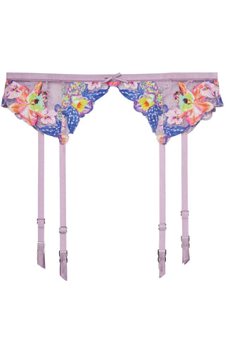 Fleur Du Mal Orchid Embroidery Suspender in Wisteria