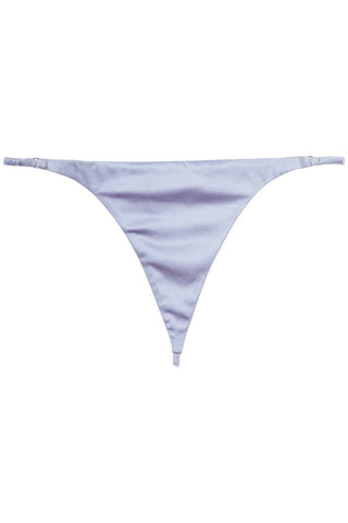 Fleur Du Mal Luxe Silk Satin V String in Pastel Sky